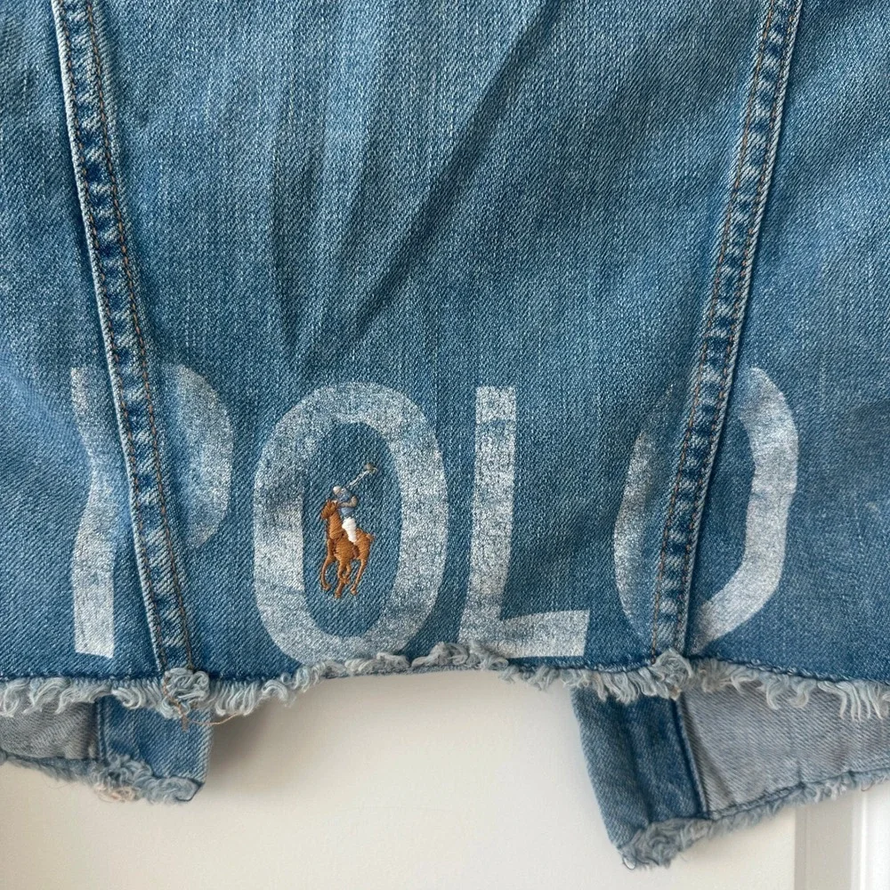 Polo Ralph Lauren Kids Denim Jacket Distressed Frayed Size 8